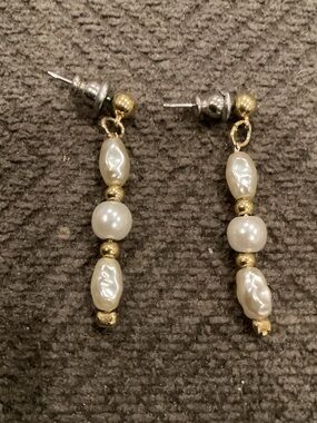 Fresh Water Pearl Gold Tone Drop Earrings